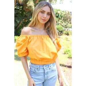 Code X Mode Womens Off Size Medium Shoulder Two Way Solid Top Marigold